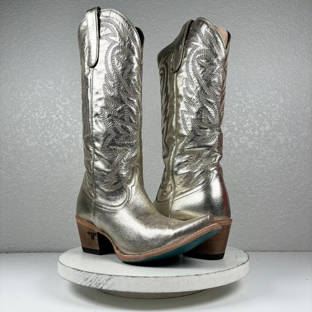 Lane SMOKESHOW Gold Cowboy Boots Womens 9.5 Cowgirl Snip Toe Western Mid Calf